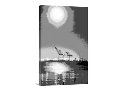 Oakland Art Print | Port of Oakland Harbor Cranes in Black and White