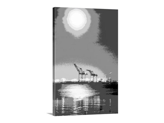 Oakland Art Print | Port of Oakland Harbor Cranes in Black and White