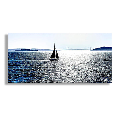 San Francisco Bay Sailing Panoramic Art on Framed Canvas