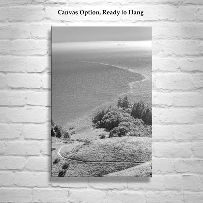 Mount Tamalpais Black and White Vertical Art Print