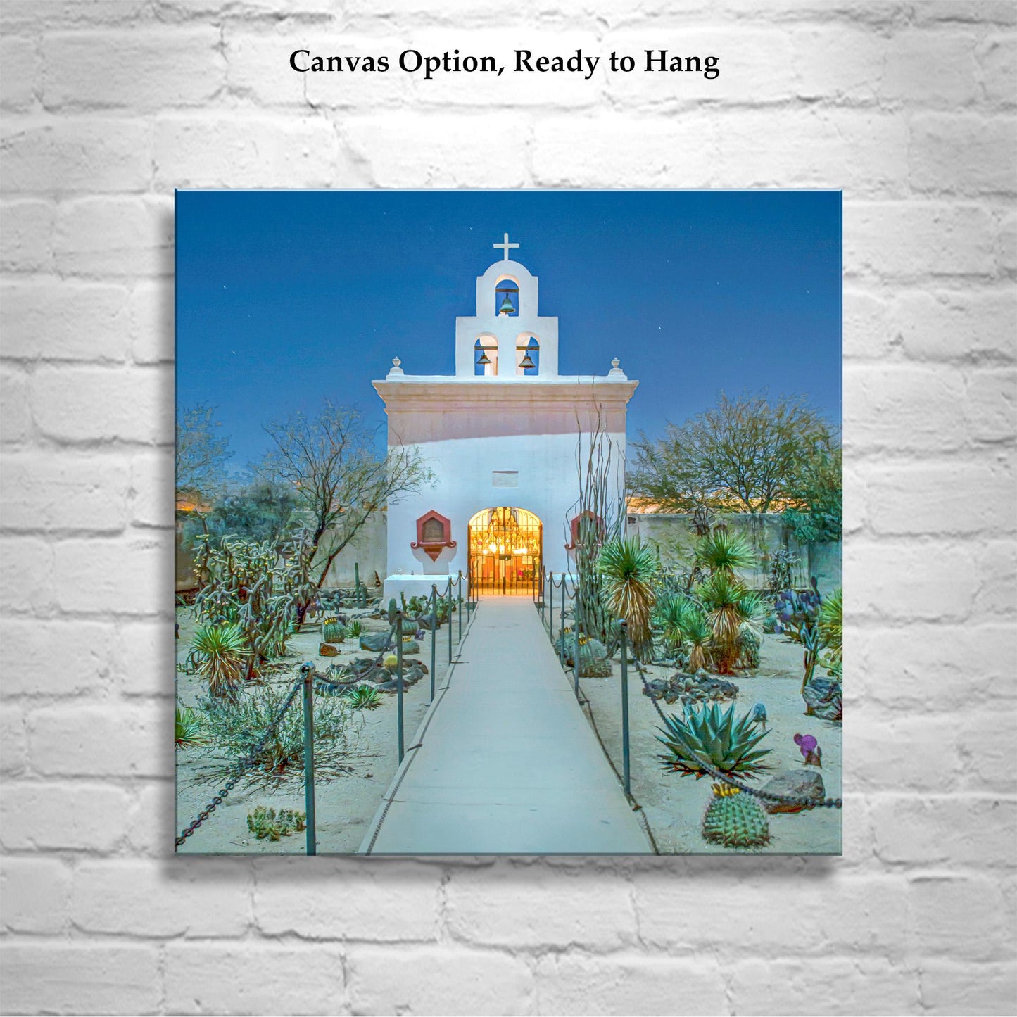 Tucson Arizona Mission at Night – Southwestern Desert Art Print