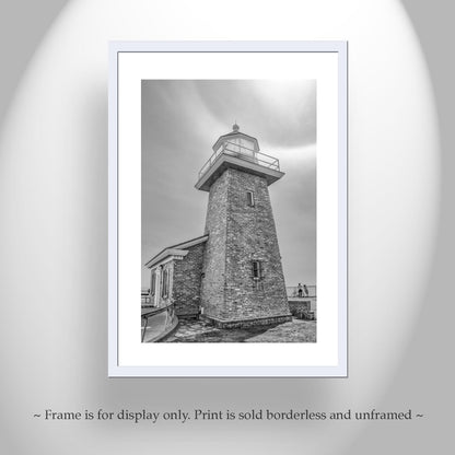 Santa Cruz Lighthouse Picture – B&W California Surf Wall Decor
