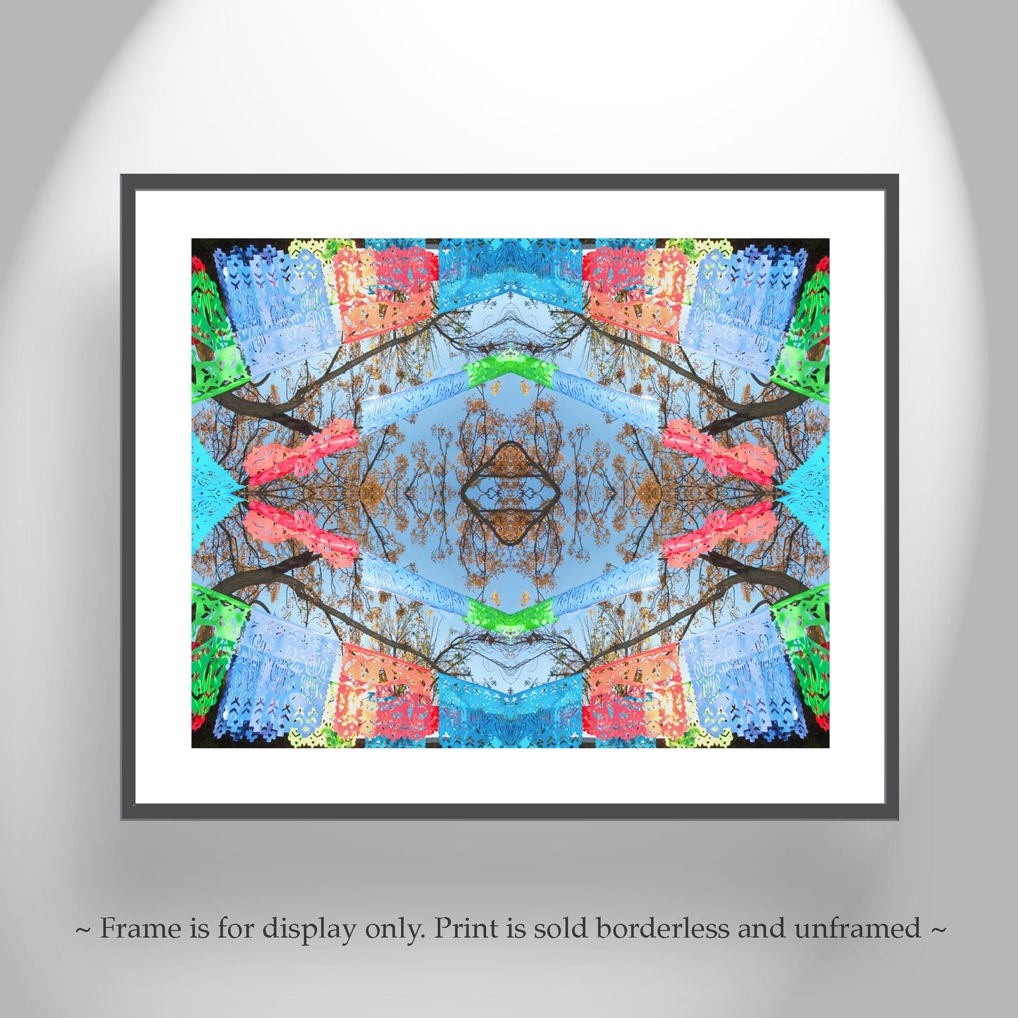 Mexican Folk Art Print with Papel Picado Banner Kaleidoscope