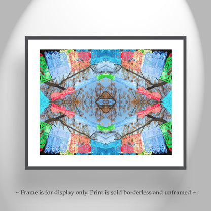 Mexican Folk Art Print with Papel Picado Banner Kaleidoscope