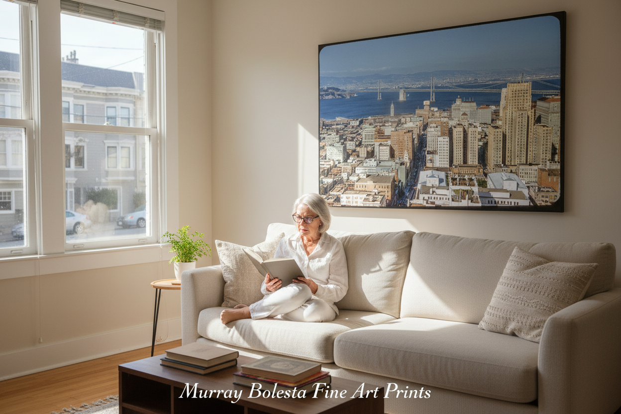 San Francisco Skyline Print – Vintage Bay Bridge Photograph