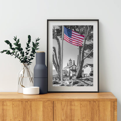 Crescent City California Lighthouse Print in Black and White