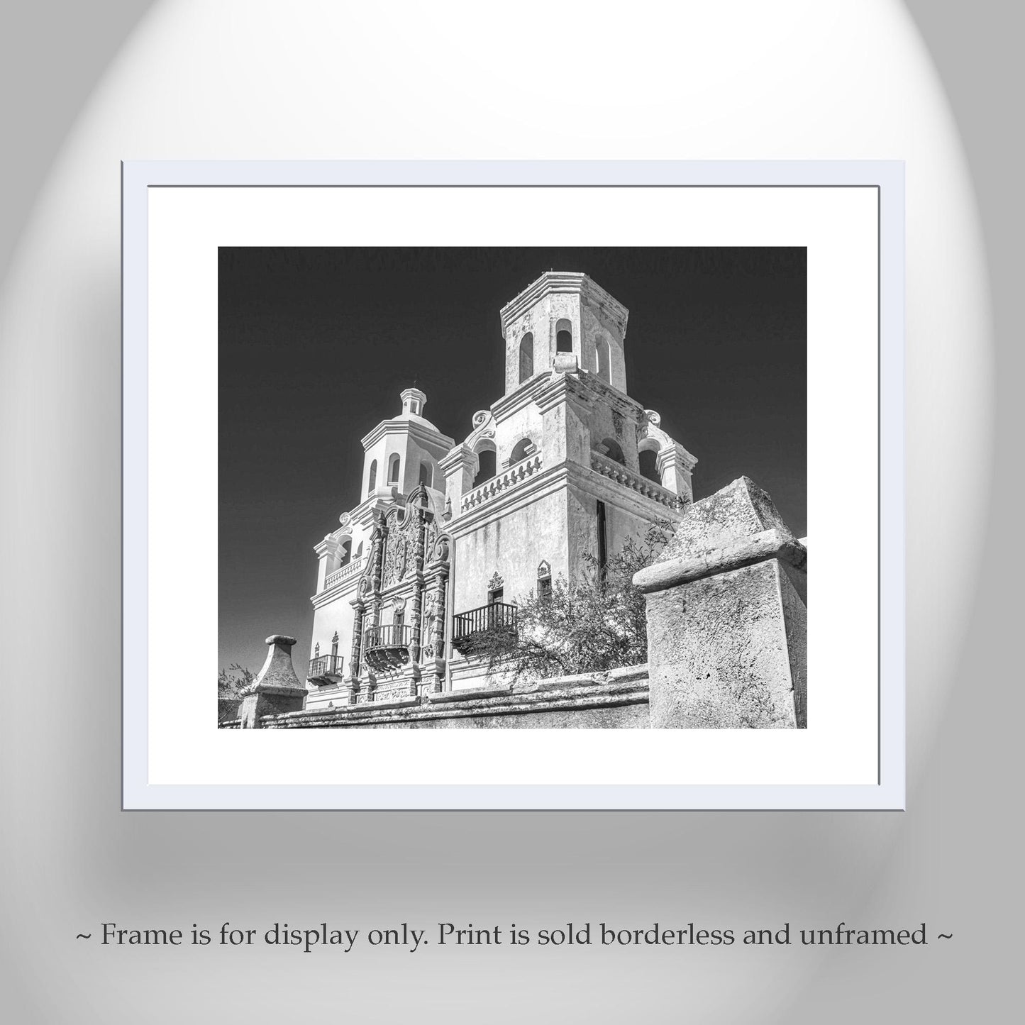 Tucson Arizona Mission San Xavier del Bac Cathedral in Black and White