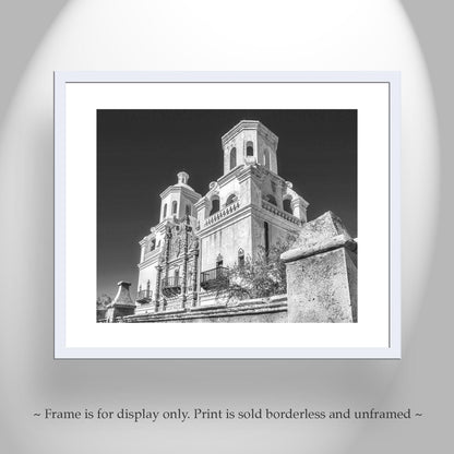 Tucson Arizona Mission San Xavier del Bac Cathedral in Black and White