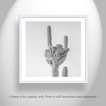 Crested Saguaro Cactus Black and White Art Print in Arizona Desert