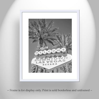 Vintage Vegas Art Print | Black and White Neon Art Decor