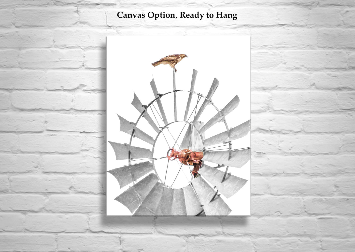 Hawk and Windmill Minimalist Art Print – Sonoita Arizona Ranch Scene