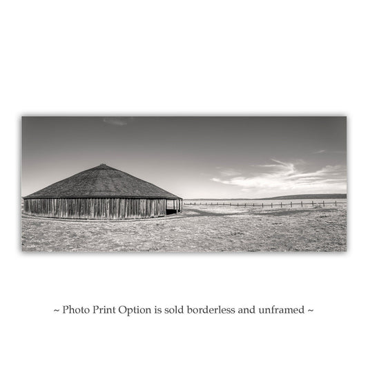 Oregon Round Barn Wall Art | Western Ranch Landscape Panorama Artwork