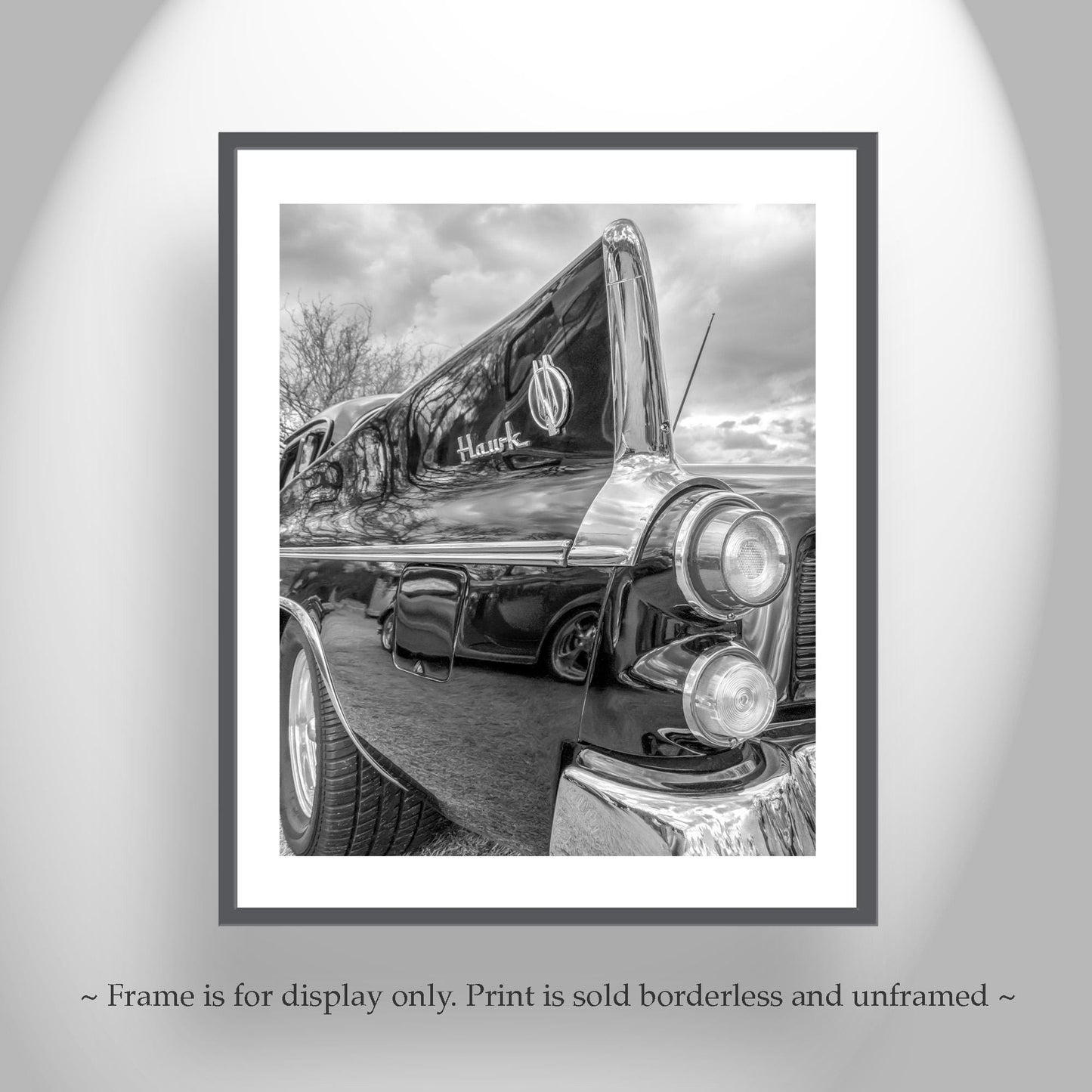 Studebaker Hawk Car Art Print – Black & White Automotive Wall Decor