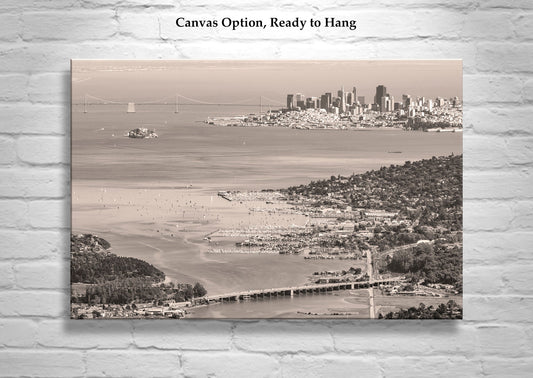 Sausalito Marin County California Canvas Print with Alcatraz Island
