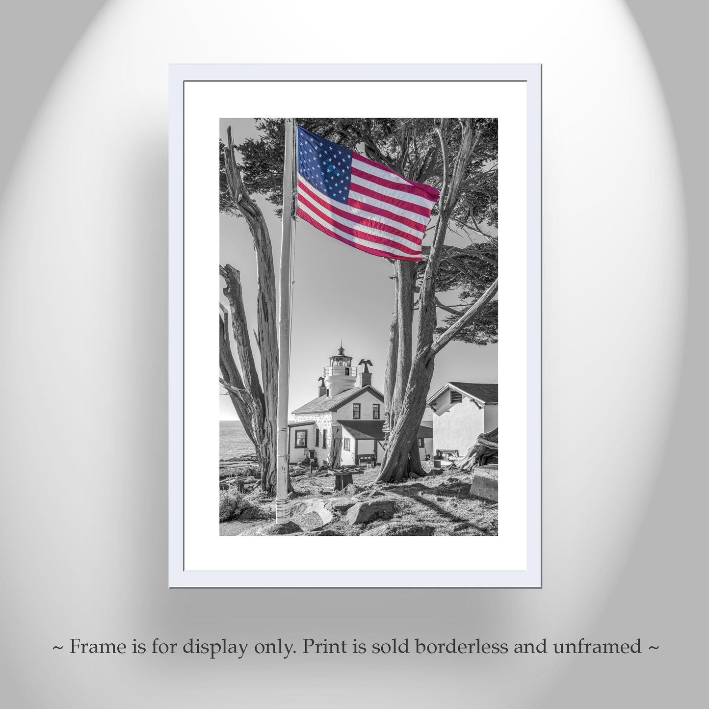 Crescent City California Lighthouse Print in Black and White