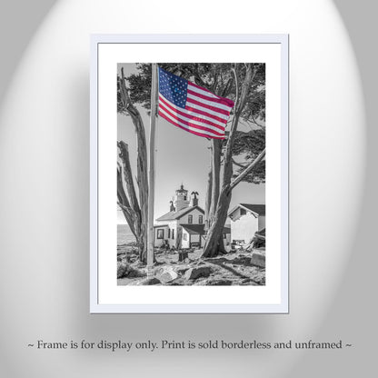 Crescent City California Lighthouse Print in Black and White