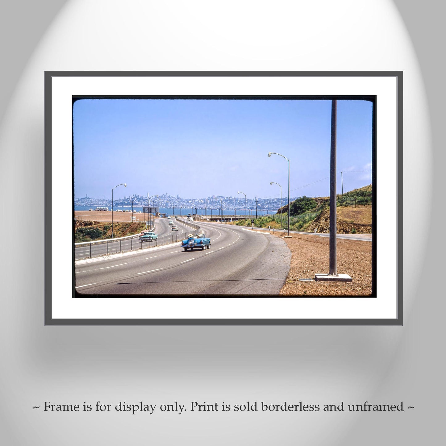 Sausalito California San Francisco Bay Vintage Photography Print | Ford Thunderbird on Freeway