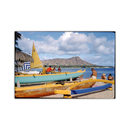 Hawaiian Outrigger Canoes Vintage Photo – Waikiki Wall Art