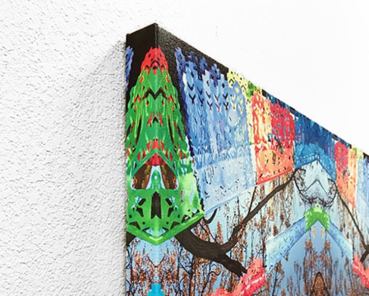 Mexican Folk Art Print with Papel Picado Banner Kaleidoscope