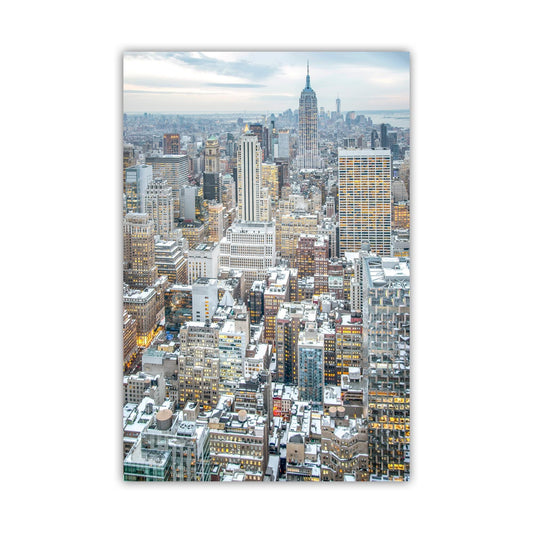 New York City in Winter Cityscape Skyline Vertical Art Print