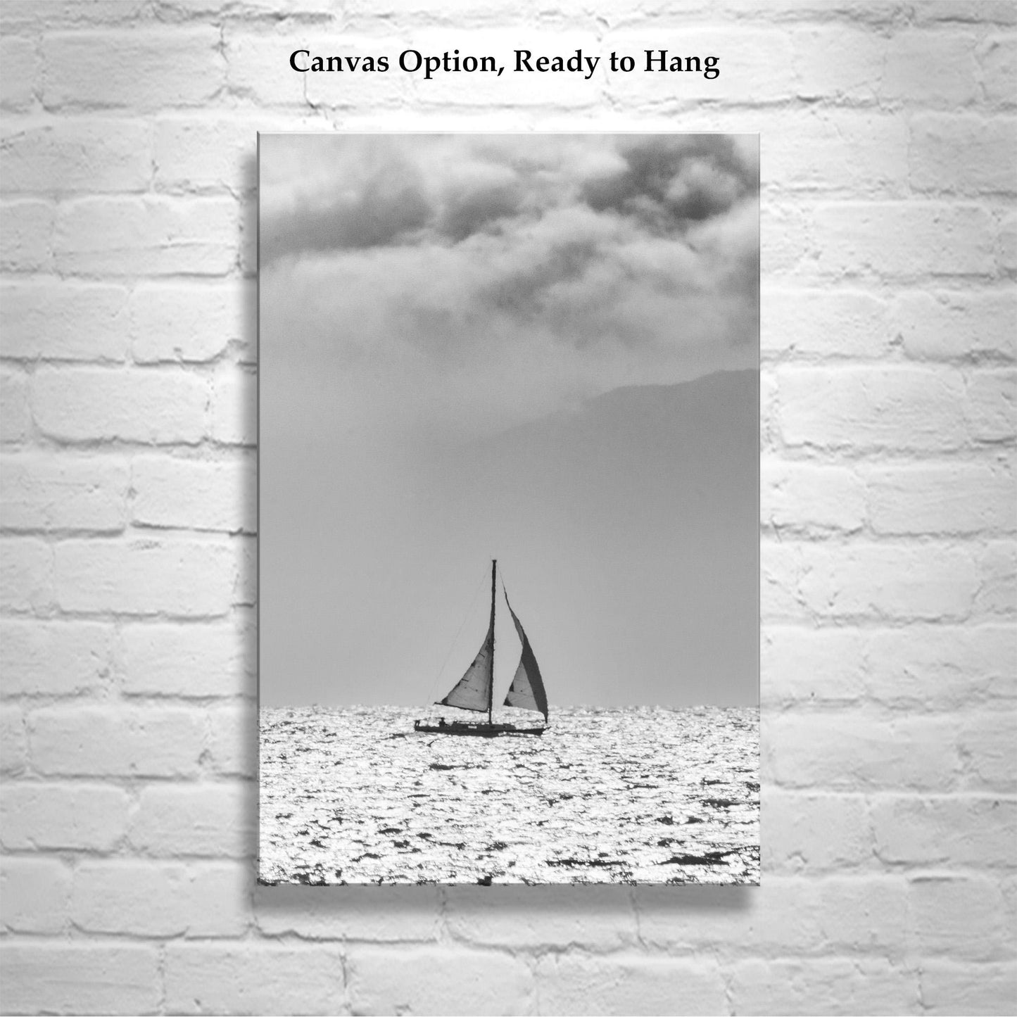San Francisco Bay Sailboat Picture Print in Black and White