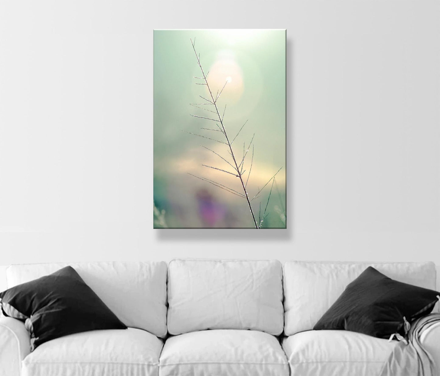 Minimalist Nature Art Print | Winter Frost on Grass | Serene Wall Decor