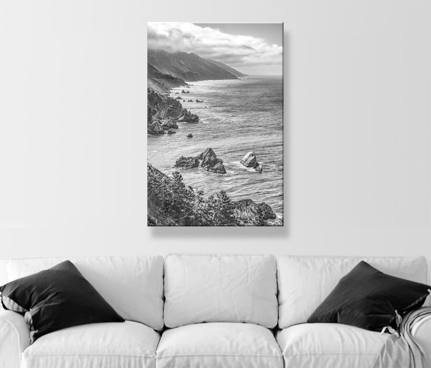 Pacific Coast Black and White Framed Art | Big Sur California Gift