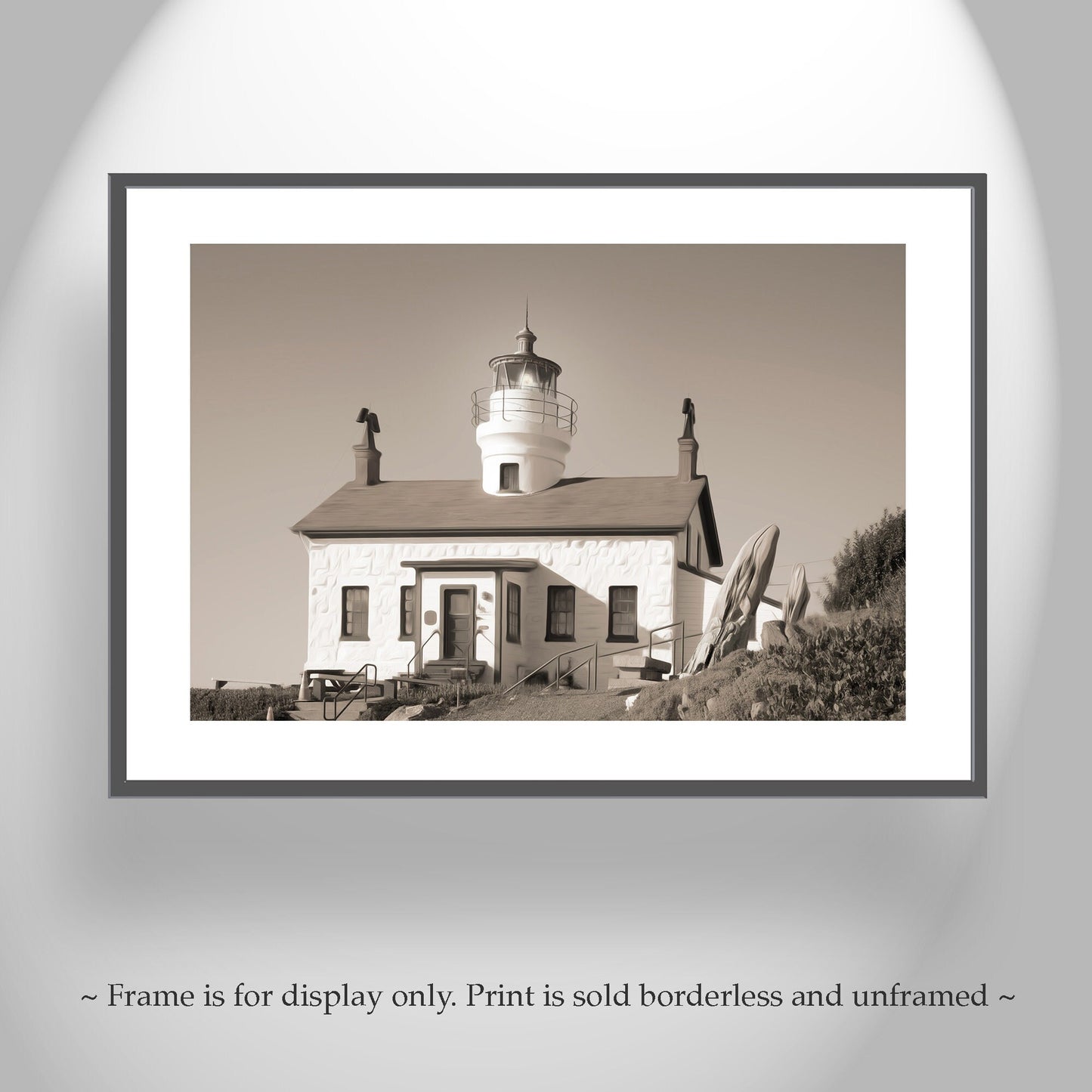 Crescent City Lighthouse Print – Battery Point Black & White