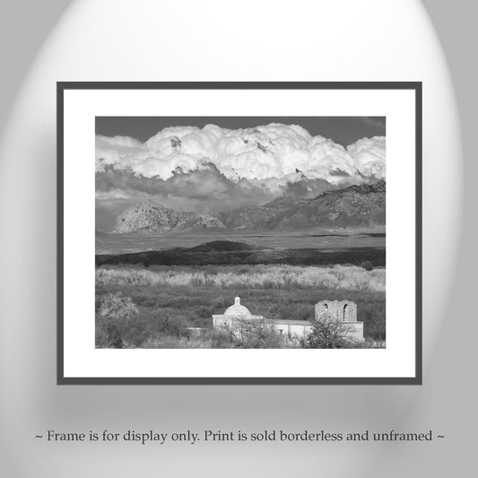 Tumacacori Mission Artwork – Black and White Tucson Landscape