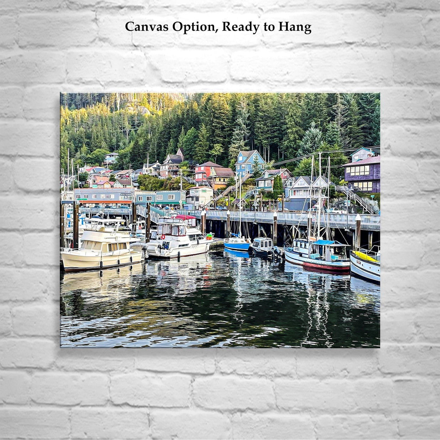 Ketchikan Alaska Fishing Boat Art with Harbor