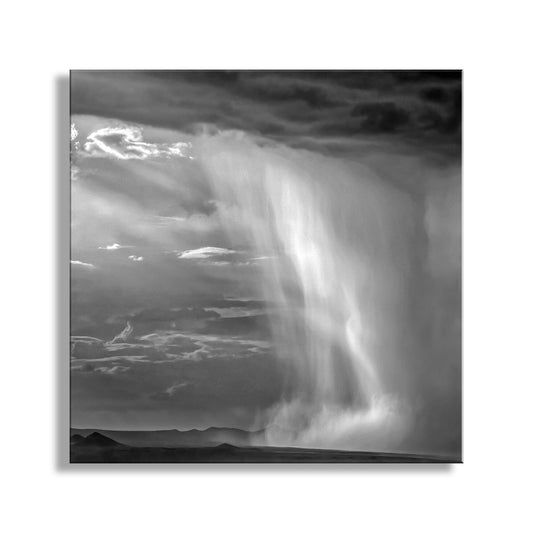 Tucson Arizona Landscape Square Print | Black and White Desert Monsoon