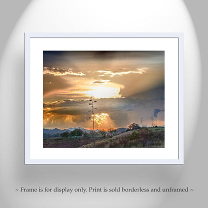 Desert Sunset Storm Cloud Wall Art Print with Tucson Arizona Monsoon