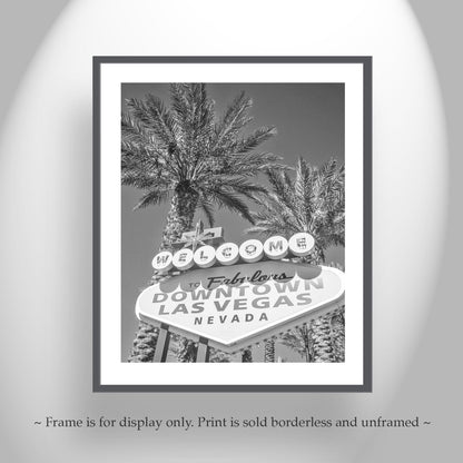 Vintage Vegas Art Print | Black and White Neon Art Decor