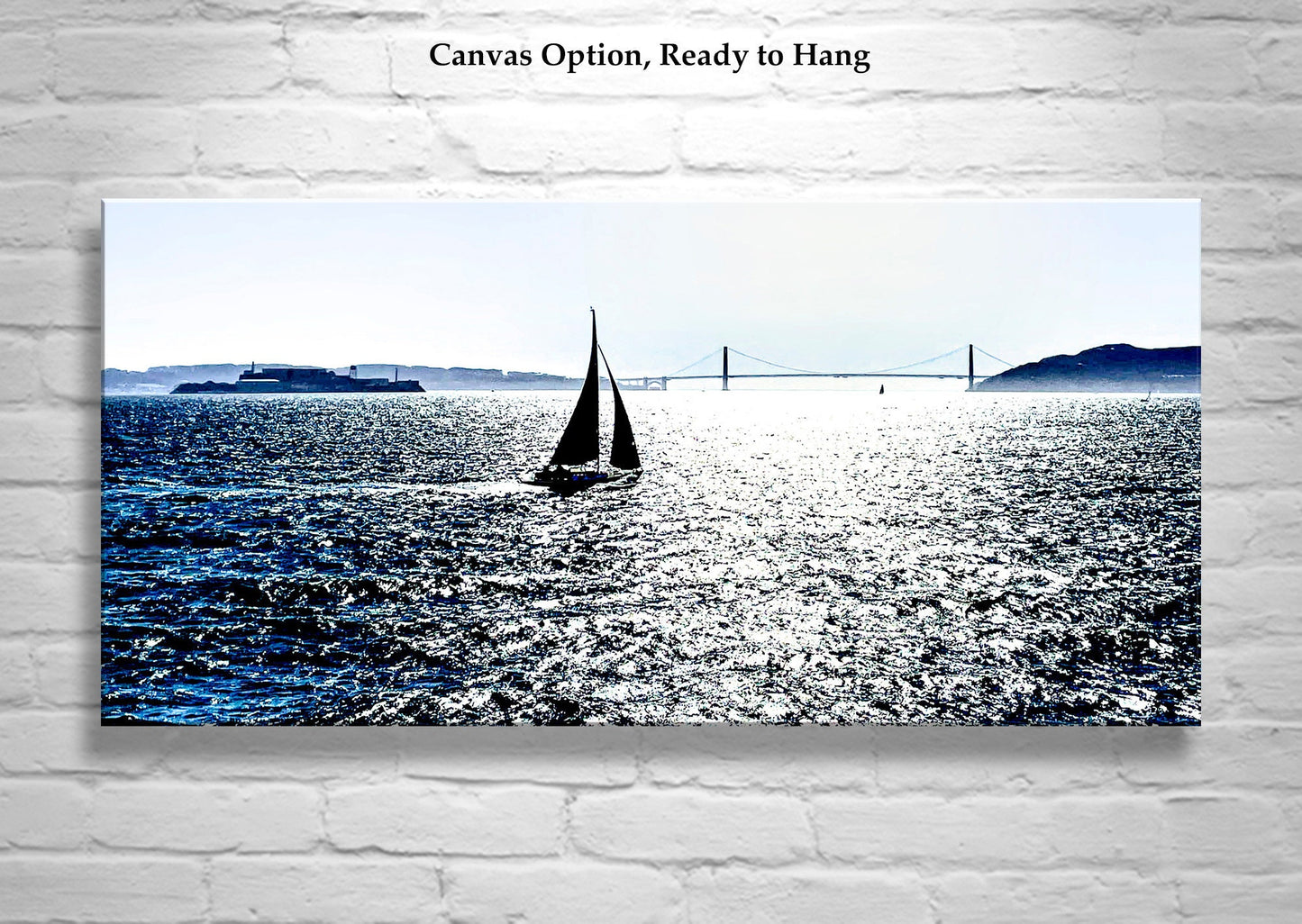 San Francisco Bay Sailing Panoramic Art on Framed Canvas