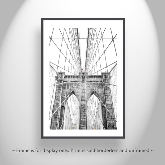 Brooklyn Bridge Photo Print in Black and White | New York City Wall Decor for Home or Office