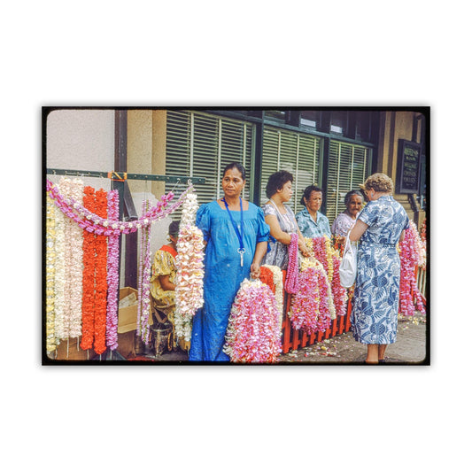 Vintage Photo of Hawaiian Ladies Selling Fresh Flower Leis