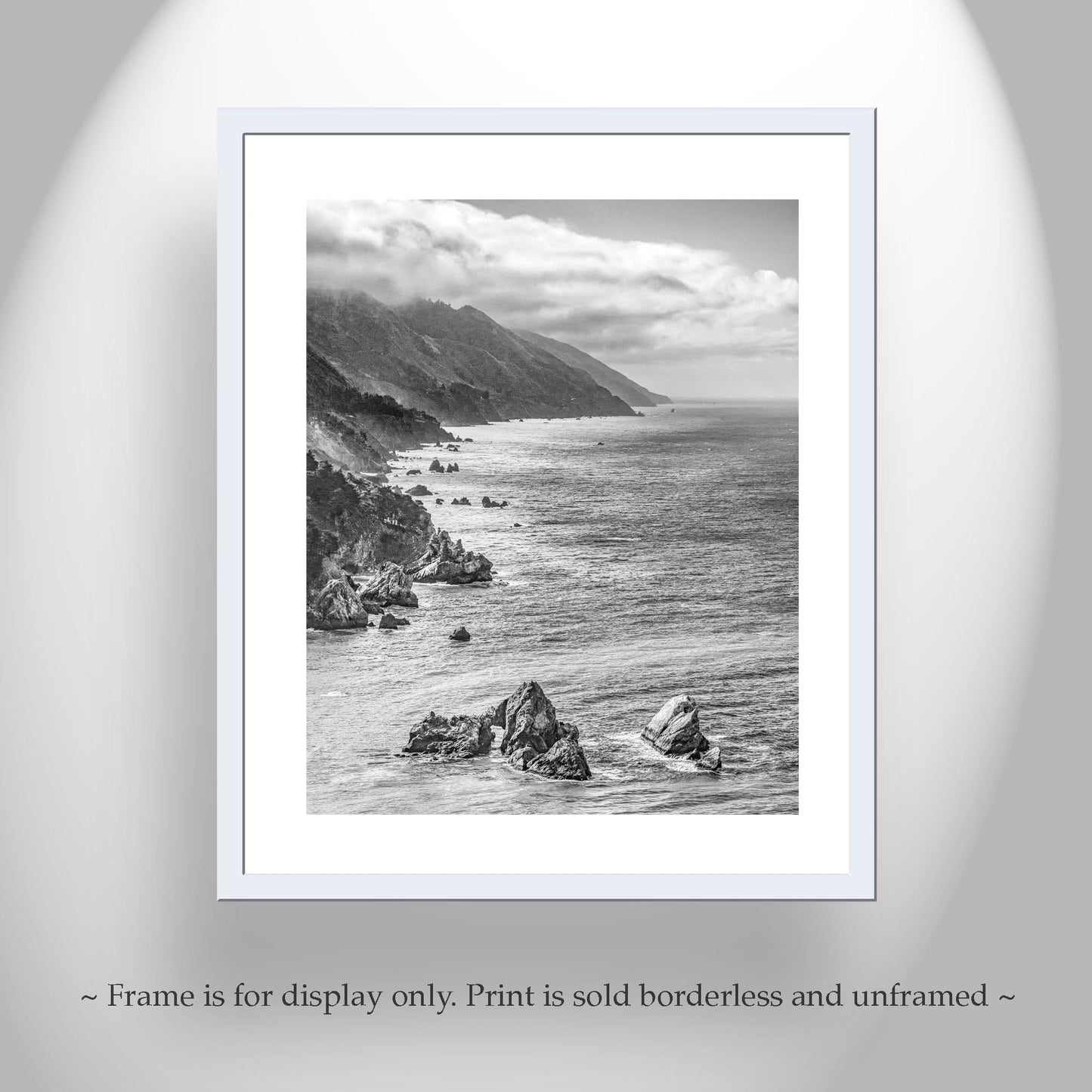 Pacific Coast Black and White Framed Art Print | Big Sur California