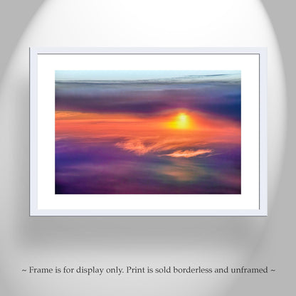 Golden Sunset Canvas Art: Framed Aerial Pacific Ocean Wall Print