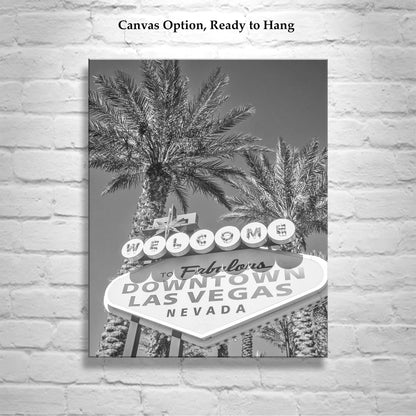 Vintage Vegas Art Print | Black and White Neon Art Decor