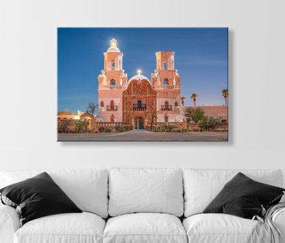 White Dove of the Desert San Xavier del Bac Tucson Mission Night Photo