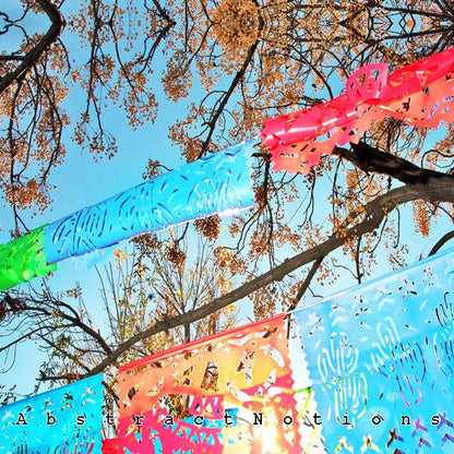 Mexican Folk Art Print with Papel Picado Banner Kaleidoscope
