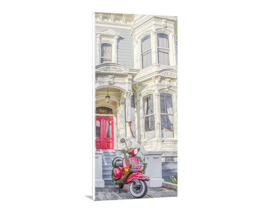 Vespa Scooter & Victorian House Photo | San Francisco Xmas Art