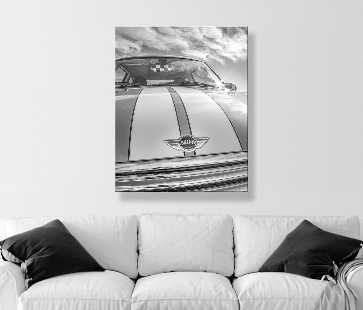 Mini Cooper Car Art Print in Black and White | British Car Art