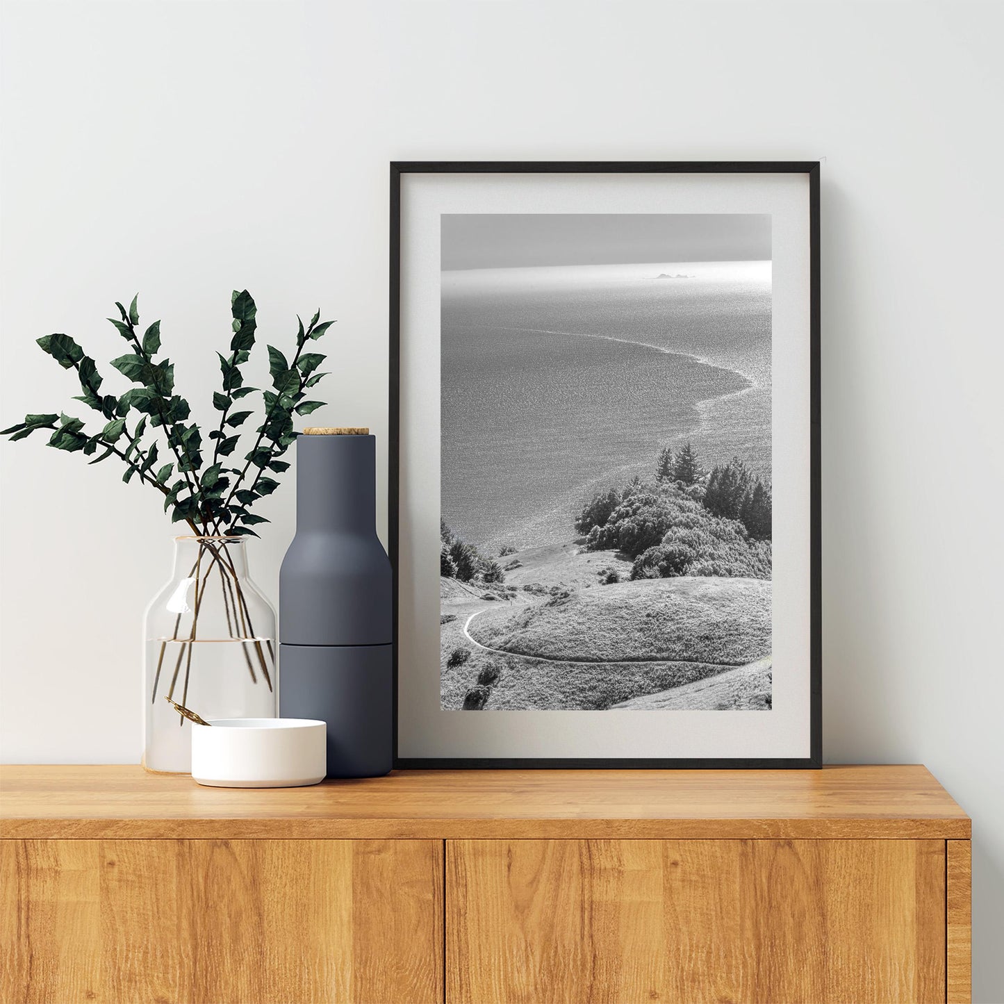 Mount Tamalpais Black and White Vertical Art Print