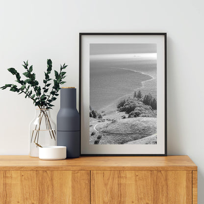Mount Tamalpais Black and White Vertical Art Print