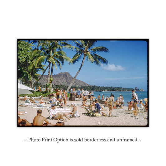 Midcentury Waikiki Beach Scene – Vintage Diamond Head Print