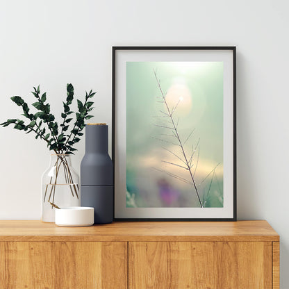 Minimalist Nature Art Print | Winter Frost on Grass | Serene Wall Decor