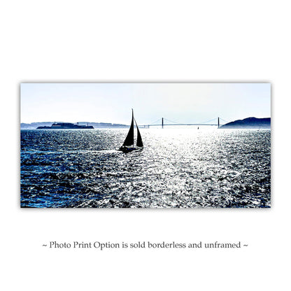 San Francisco Bay Sailing Panoramic Art on Framed Canvas
