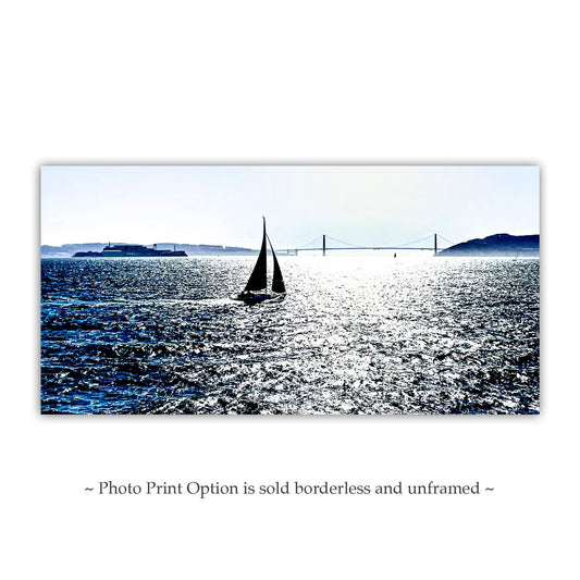 San Francisco Bay Sailing Panoramic Art on Framed Canvas