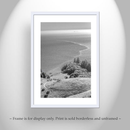 Mount Tamalpais Black and White Vertical Art Print